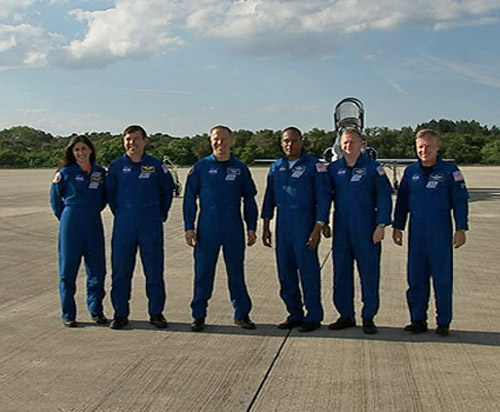 Crew of Space Shuttle Discovery's Final Mission to Stage Launch Rehearsal